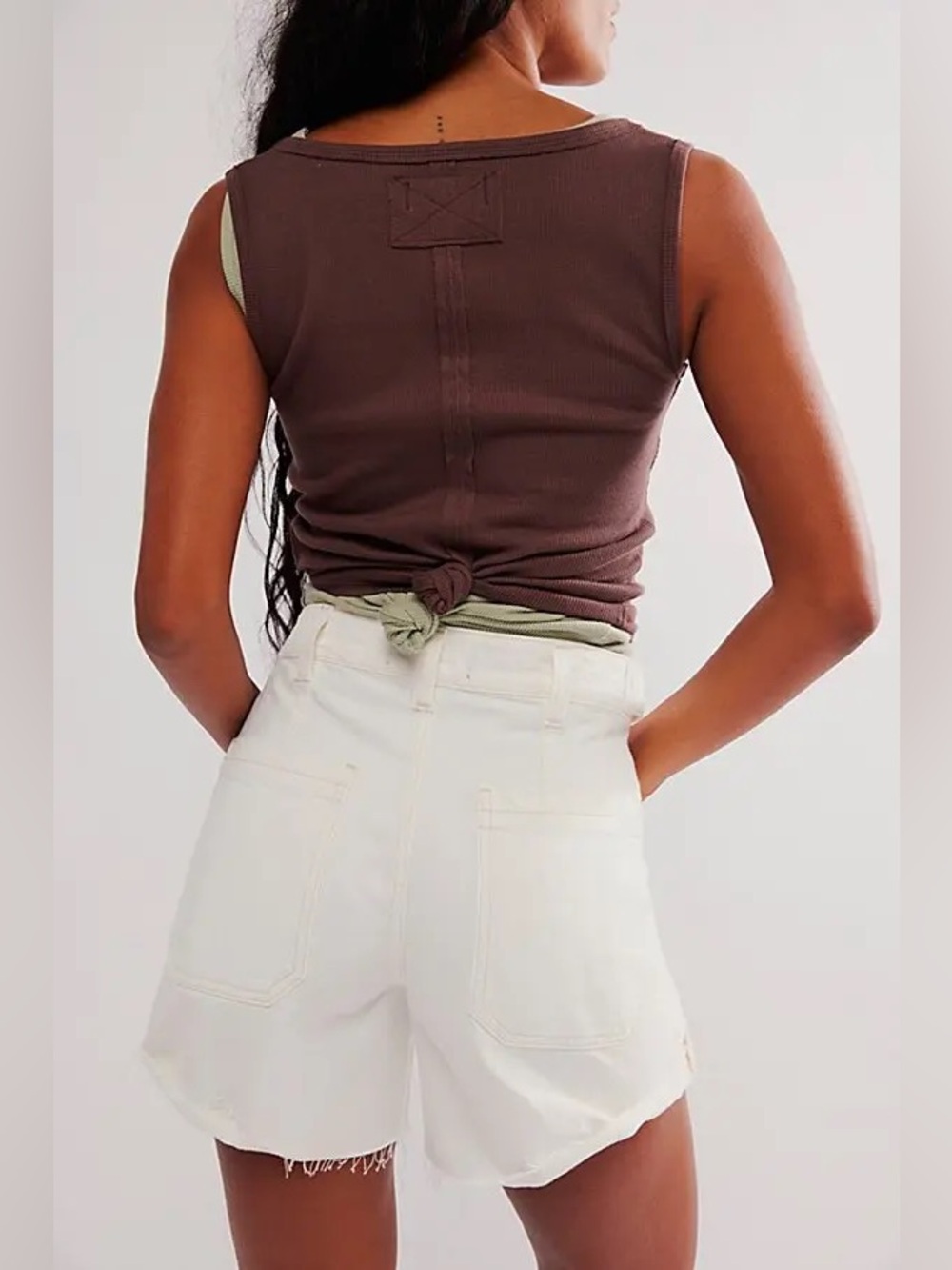 Free People We The Free SIZE 28 Palmer MR midrise pocketed shorts in white - Picture 3 of 7